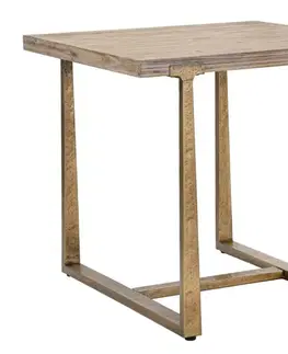 Estila Venkovský čtvercový masivní hnědý jídelní stůl Raner s vintage efektem vymyté barvy s kovovými nožičkami 80 cm