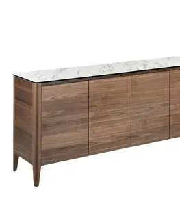 Estila Moderní komoda Vita Naturale ze dřeva s porcelánovou deskou vzhled mramor 179cm