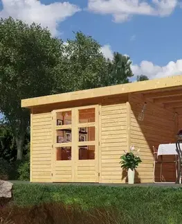 Dřevěný zahradní domek ASKOLA 3 s přístavkem 280 Lanitplast