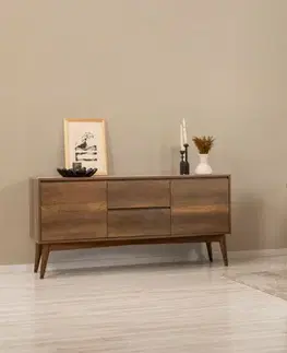 Set s rozkládacím stolem, židlemi a konzolou (6 kusů) Vina 01 0701 - Walnut, Grey