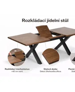 Jídelní stůl TIMBER FLEX CROSS 185, přírodní dub