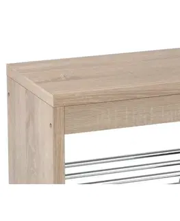 Botník s deskou 2 patra, přírodní, 80 x 30 x 47 cm