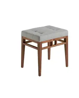 Estila Designová taburetka Vita Naturale s ořechovými nožičkami šedá 48cm