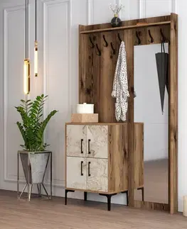 Předsíňová stěna Berlin BC - Walnut, White Marble