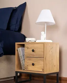 Noční stolek Glimmer - Atlantic Pine, Black