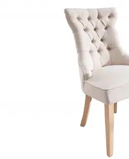 Estila Chesterfield jídelní židle Torino s chesterfield prošíváním v bílé barvě a klepadlem 96cm