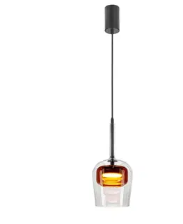 Lampa wisząca Glaxi szklana klosz transparentny i brązowy 1xGX53 nad stół