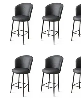 Bar Stool Set (6 Pieces) Uras - Anthracite, Black
