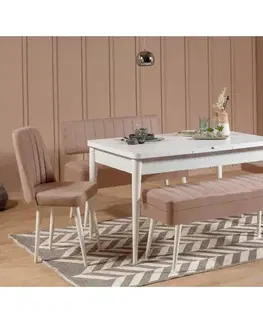 Jídelní set s rozkládacím stolem a židlemi (5 kusů) Vina 0900 - 4 - White, Stone