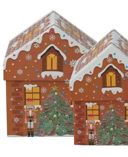 Sada vánočních dárkových krabic Cookie Houses, 2 ks, hnědá