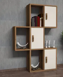 Nástěnná police Flora - Walnut, Cream