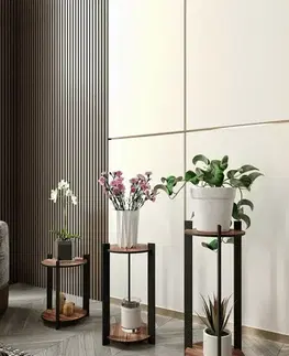Stojan na květiny Flower Desk Round - Walnut