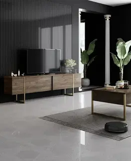 Televizní stolek Luxe Walnut and Gold