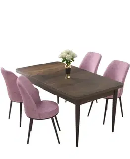 Dining Table & Chairs Set (5 Pieces) Nil - Baroque, Pink