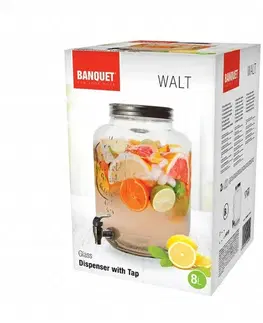 Banquet Skleněný zásobník s ventilem WALT, 8 l