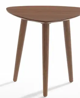 Estila Moderní skandinávský příruční stolek Nordica Nogal v ořechově hnědém provedení se třemi masivními nožičkami 49cm