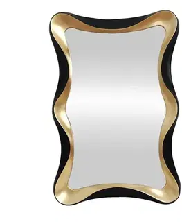 Estila Stylové glamour obdélníkové nástěnné zrcadlo Yraj se zvlněným černě zlatým rámem 120 cm