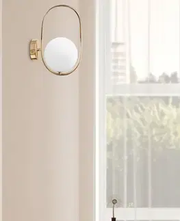 Nástěnná lampa Cordel, kartáčované zlato, 1x28W, G9, bílé stínidlo