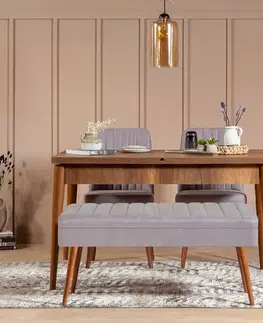 Jídelní set s rozkládacím stolem a židlemi (4 kusy) Vina 0701 - 3 - Walnut, Grey