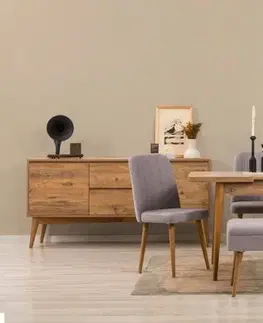 Set s rozkládacím stolem, židlemi a konzolou (7 kusů) Vina 03 0701 - Atlantic Pine, Grey