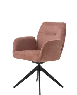 Estila Otočná jídelní židle Jens, růžová, s opěrkami