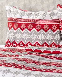 4Home Vánoční flanelové povlečení Red nordic, 140 x 220 cm, 70 x 90 cm