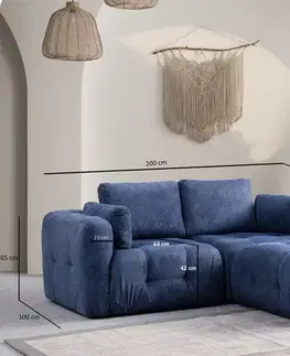 Rohová sedací souprava Amaris 2 Seater With Pouffe - Navy Blue