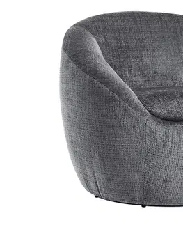 Estila Stylové art deco kulaté otočné křeslo Elian s šedým strukturovaným potahem 76 cm