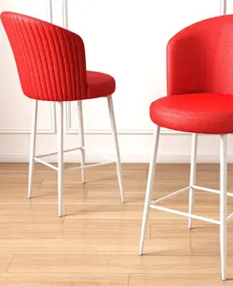 Bar Stool Set (2 Pieces) Uras - Red, White