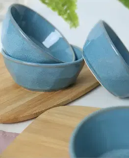 Sada 6 kameninových misek Facetta 12 cm, tyrkysová