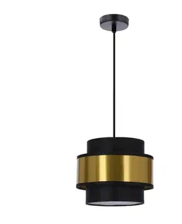Závěsná lampa Prestige černá 1x40W e27 stínidlo černá+zlatá