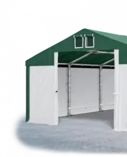 Skladový stan 5x10x2,5m střecha PVC 560g/m2 boky PVC 500g/m2 konstrukce ZIMA PLUS Zelená Zelená Bílá