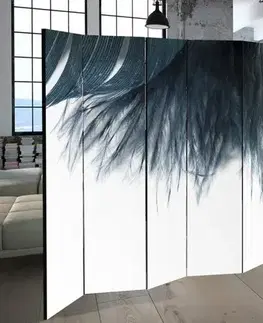 Paraván Dark Blue Feather Dekorhome