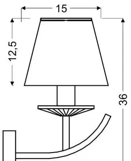Patinovaná nástěnná lampa + organzové stínidlo 40W E14 Valencia