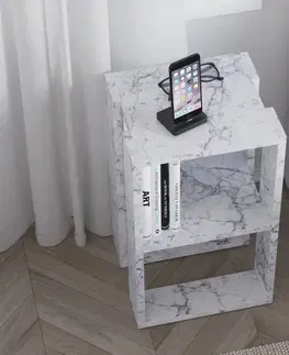Noční stolek Lonie - Carrara Marble