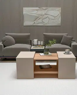 Sada konferenčních stolků Sartos - Atlantic Pine, Beige