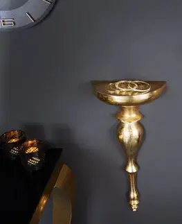 Estila Exkluzivní antická nástěnná konzola Persephone z kovu zlaté barvy 80cm