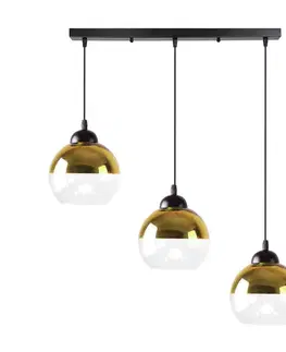Závěsná lampa Contessa černá 3x40 E27 zlaté stínidlo