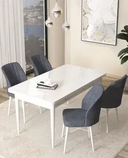 Dining Table & Chairs Set (5 Pieces) Arp - White, Fume