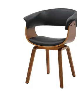 Estila Moderní industriální jídelní židle Ecco s designovým rámem v ořechové hnědé barvě s černým koženým potahem 62 cm