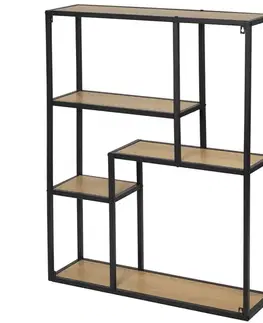 Kovová police LOFTY GRID Wall Oak, 91 x 75 cm