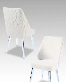 Sada židlí (4 kusy) Pufi - Cream, Chrome
