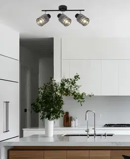 Stropní lampa Bill, černá, 3x40W, E27, kouřové stínidlo
