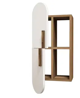 Nástěnná police Rose - Walnut, White