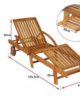 Zahradní lehátko polohovací D2328 akácie Dekorhome