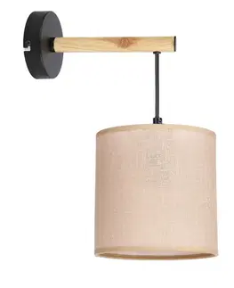 Kombinovaná nástěnná lampa černá 1x60W E27 stínidlo béžové