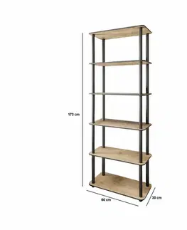 Regál Rect Oak, 6 polic
