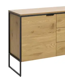 Estila Příborník Holstebro, dub/černý kov, 155 cm