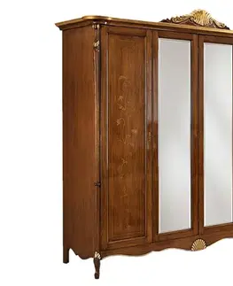 Estila Luxusní klasická šatní skříň Pasiones s dvířky s rustikálním zdobením a zrcadlem 245cm