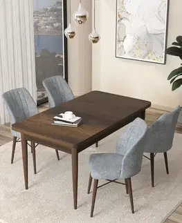 Dining Table & Chairs Set (5 Pieces) Arp - Baroque, Grey